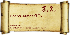 Barna Kurszán névjegykártya